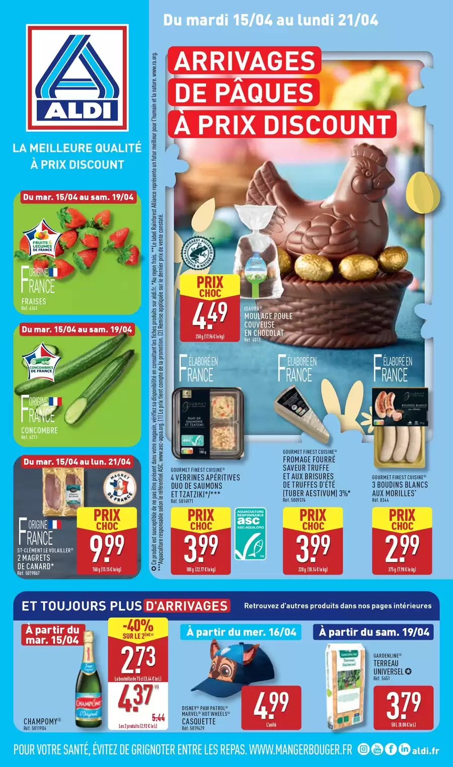 Catalogue des offres de Aldi du 14/04/2025 au 20/04/2025 - Arrivages de Pâques à prix discount