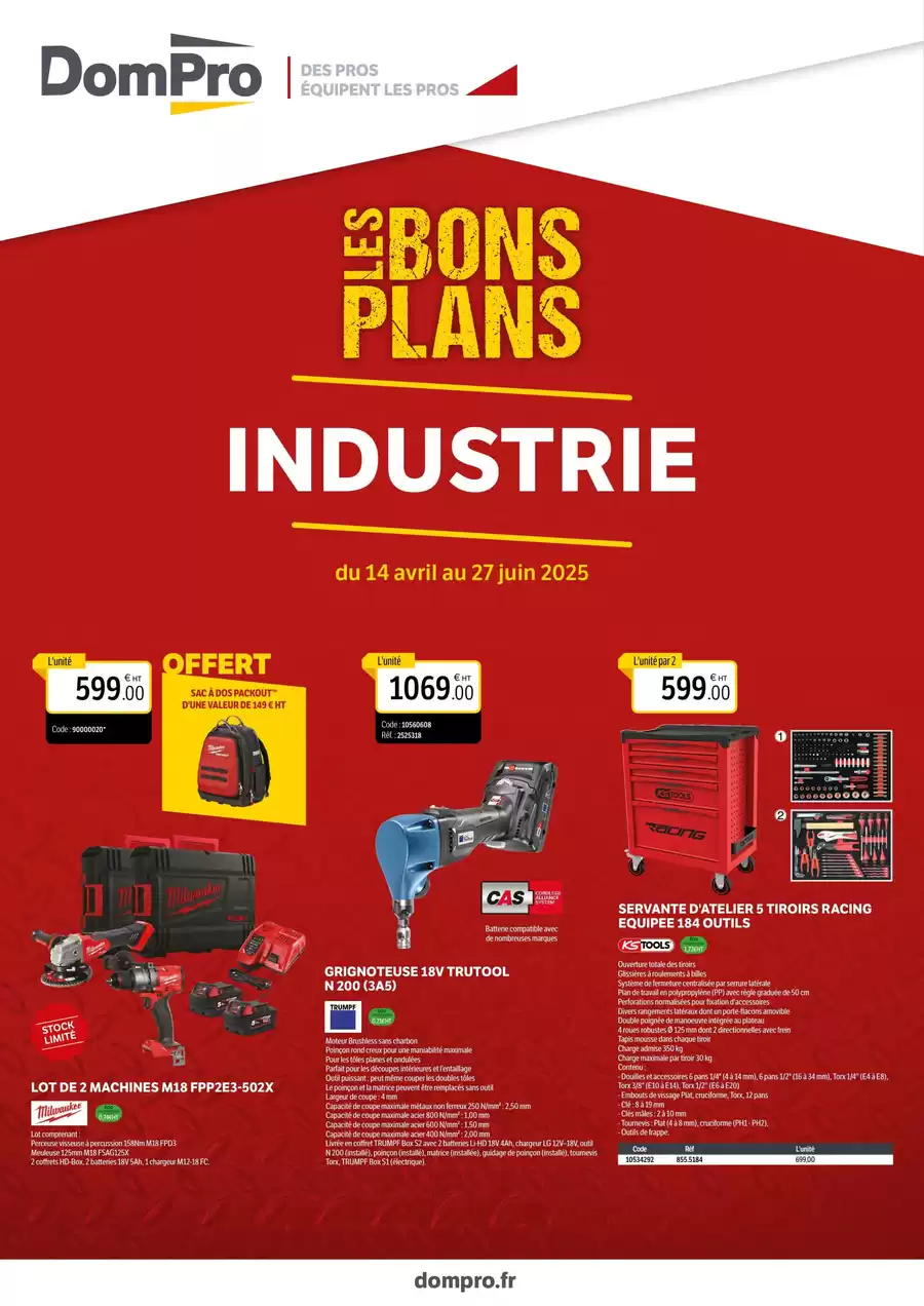 Catalogue des offres de DomPro du 14/04/2025 au 26/06/2025 - Bons plans industrie