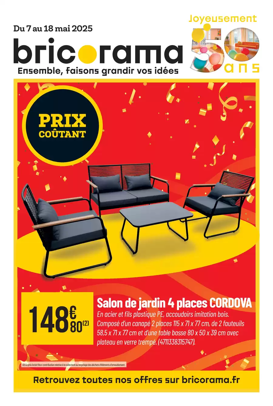Catalogue des offres de Bricorama du 06/05/2025 au 17/05/2025 - Célébrons les 50 ans Bricorama