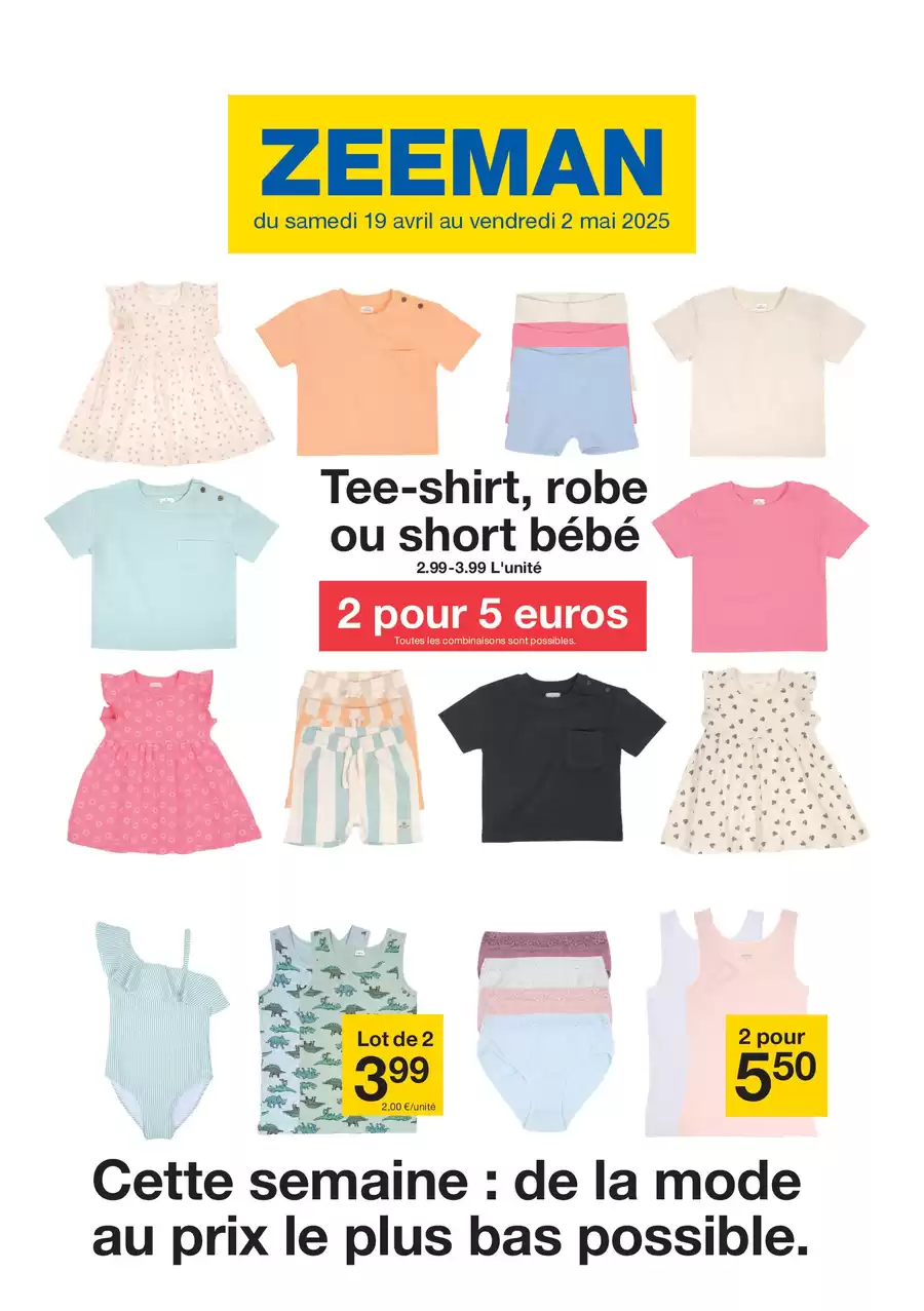 Catalogue des offres de Zeeman du 17/04/2025 au 01/05/2025 - Cette semaine : de la mode au prix le plus bas possible