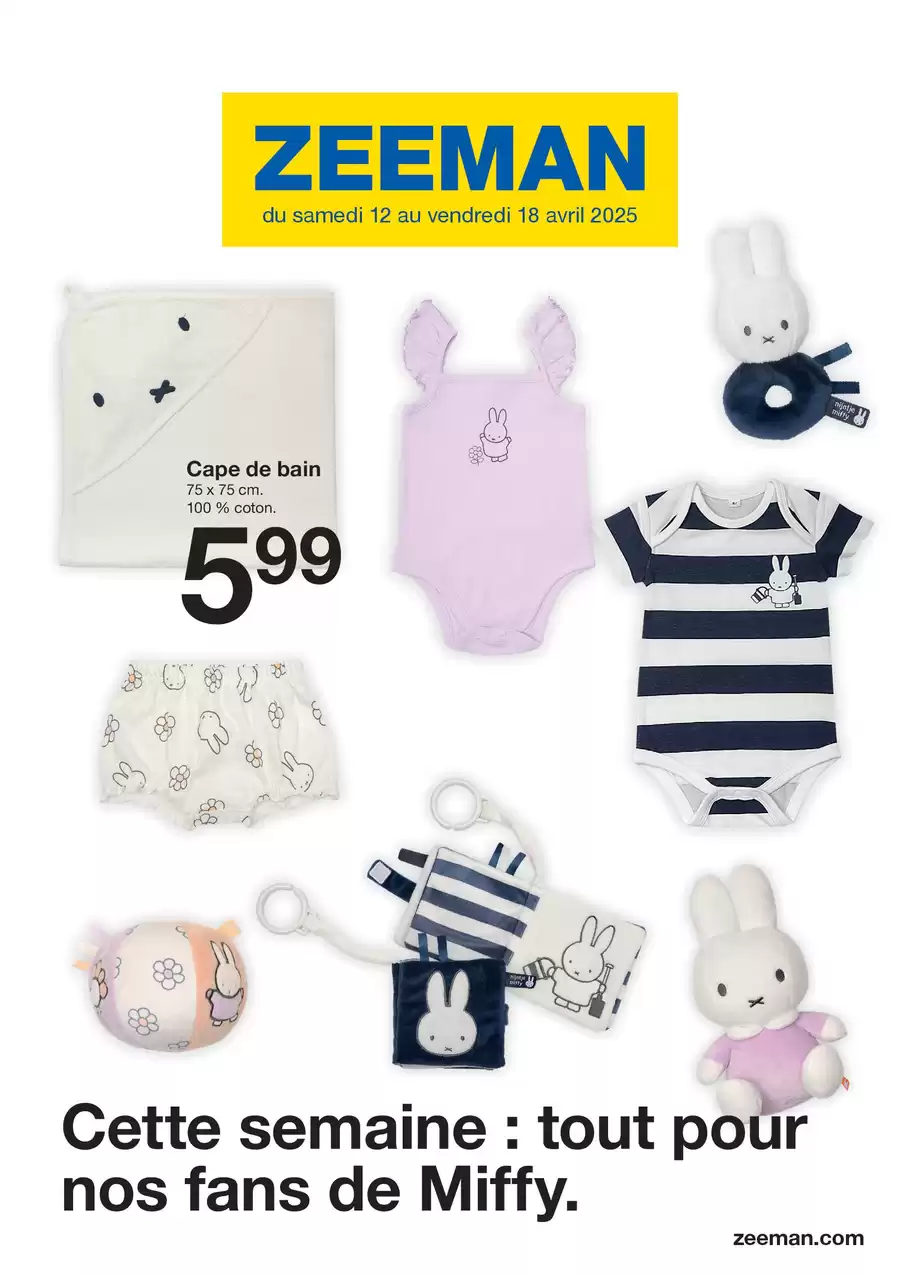 Catalogue des offres de Zeeman du 10/04/2025 au 17/04/2025 - Cette semaine : tout pour nos fans de Miffy