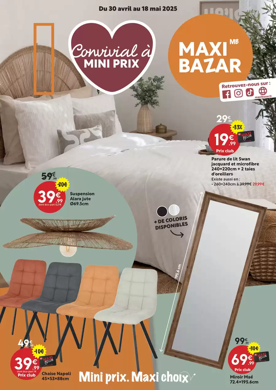 Catalogue des offres de Maxi Bazar du 29/04/2025 au 17/05/2025 - Convivial à MINI PRIX