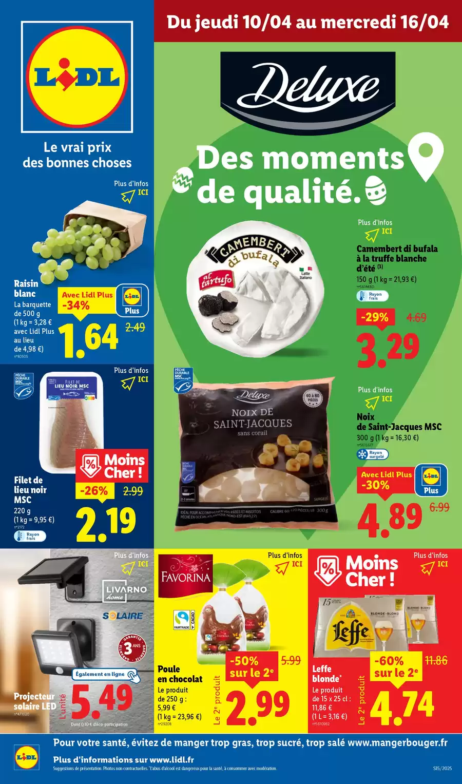 Catalogue des offres de Lidl du 09/04/2025 au 15/04/2025 - Des moments de qualité à l'occasion de Pâques chez Lidl !