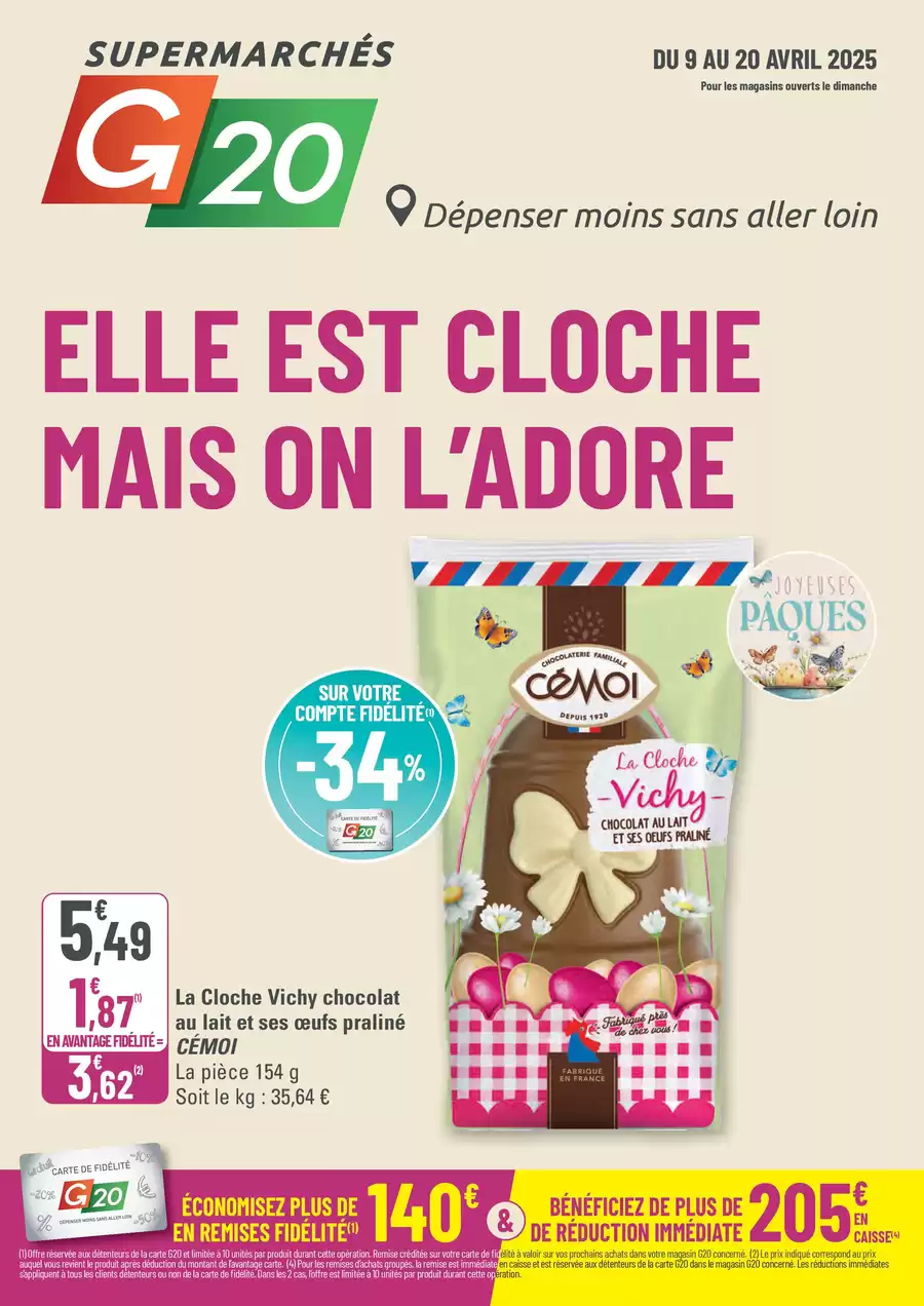 Catalogue des offres de G20 du 08/04/2025 au 19/04/2025 - ELLE EST CLOCHE MAIS ON L'ADORE