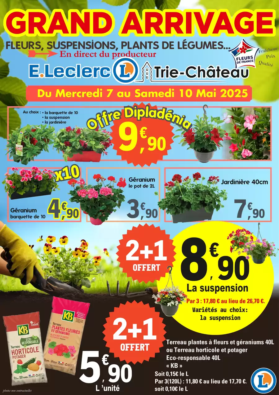 Catalogue des offres de E.Leclerc du 06/05/2025 au 09/05/2025 - GRAND ARRIVAGE FLEURS ET PLANTES