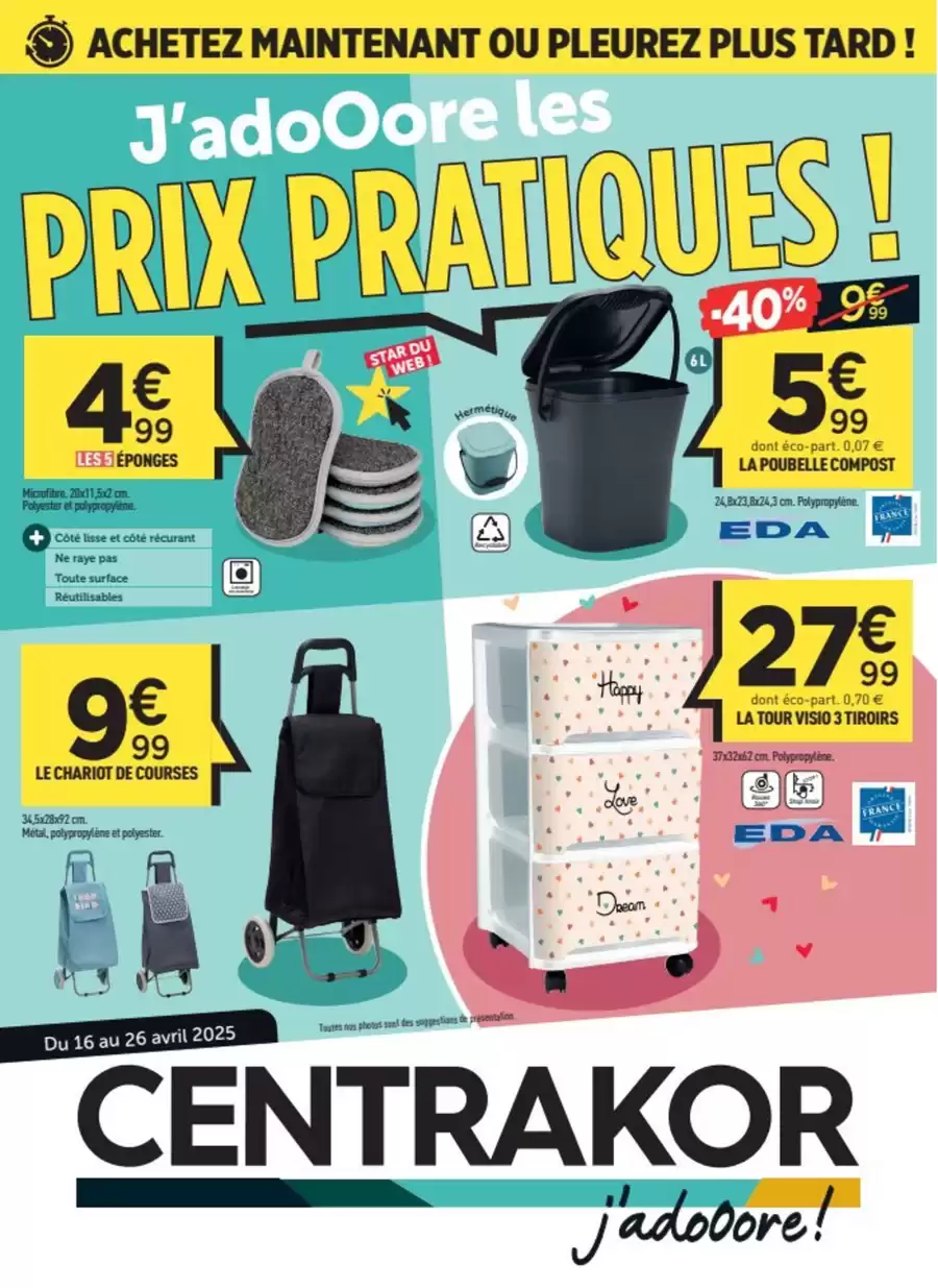 Catalogue des offres de Centrakor du 15/04/2025 au 25/04/2025 - J'adooore les prix pratiques !