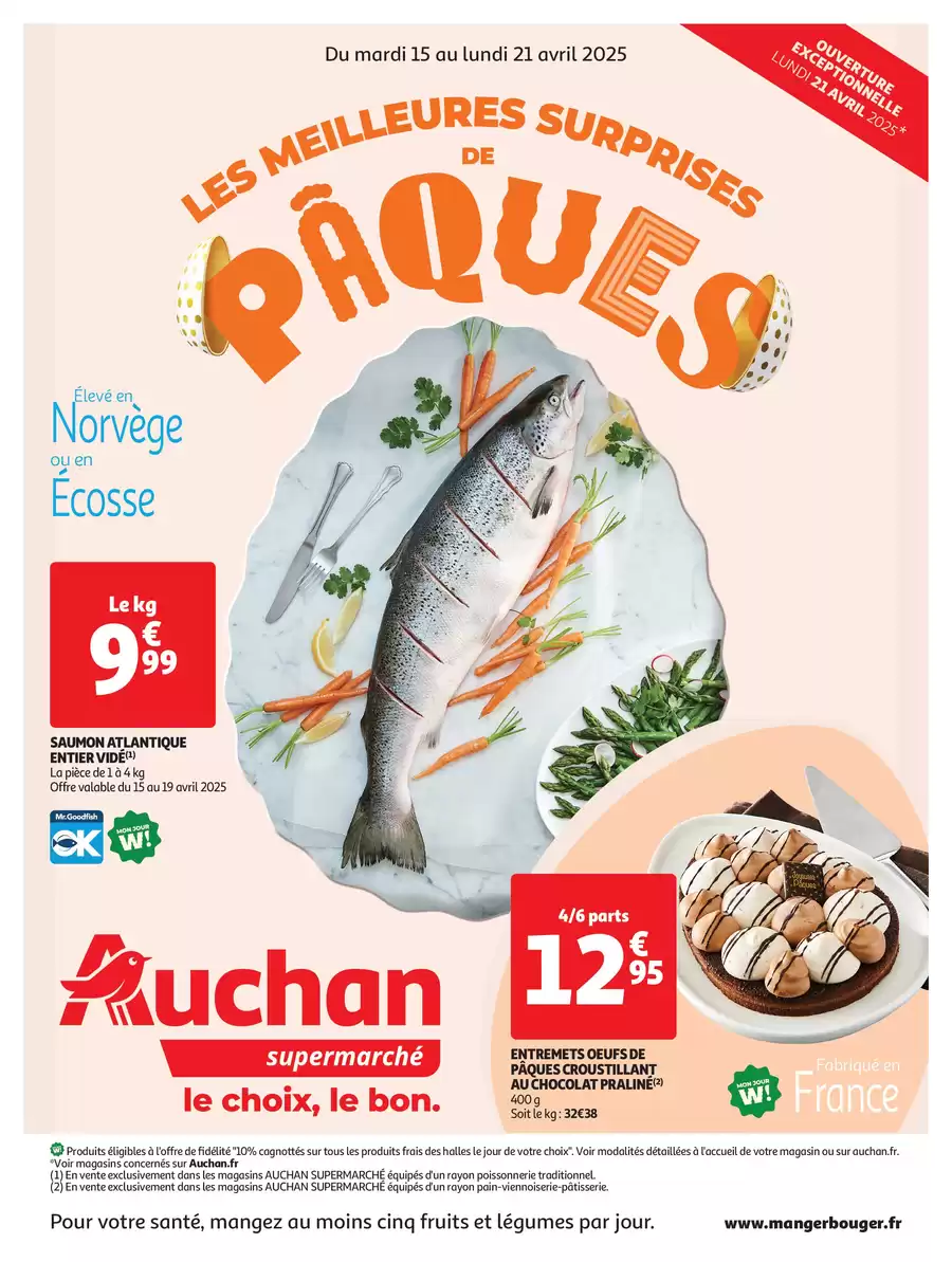 Catalogue des offres de Auchan Supermarché du 14/04/2025 au 20/04/2025 - Les meilleures surprises de Pâques dans votre super