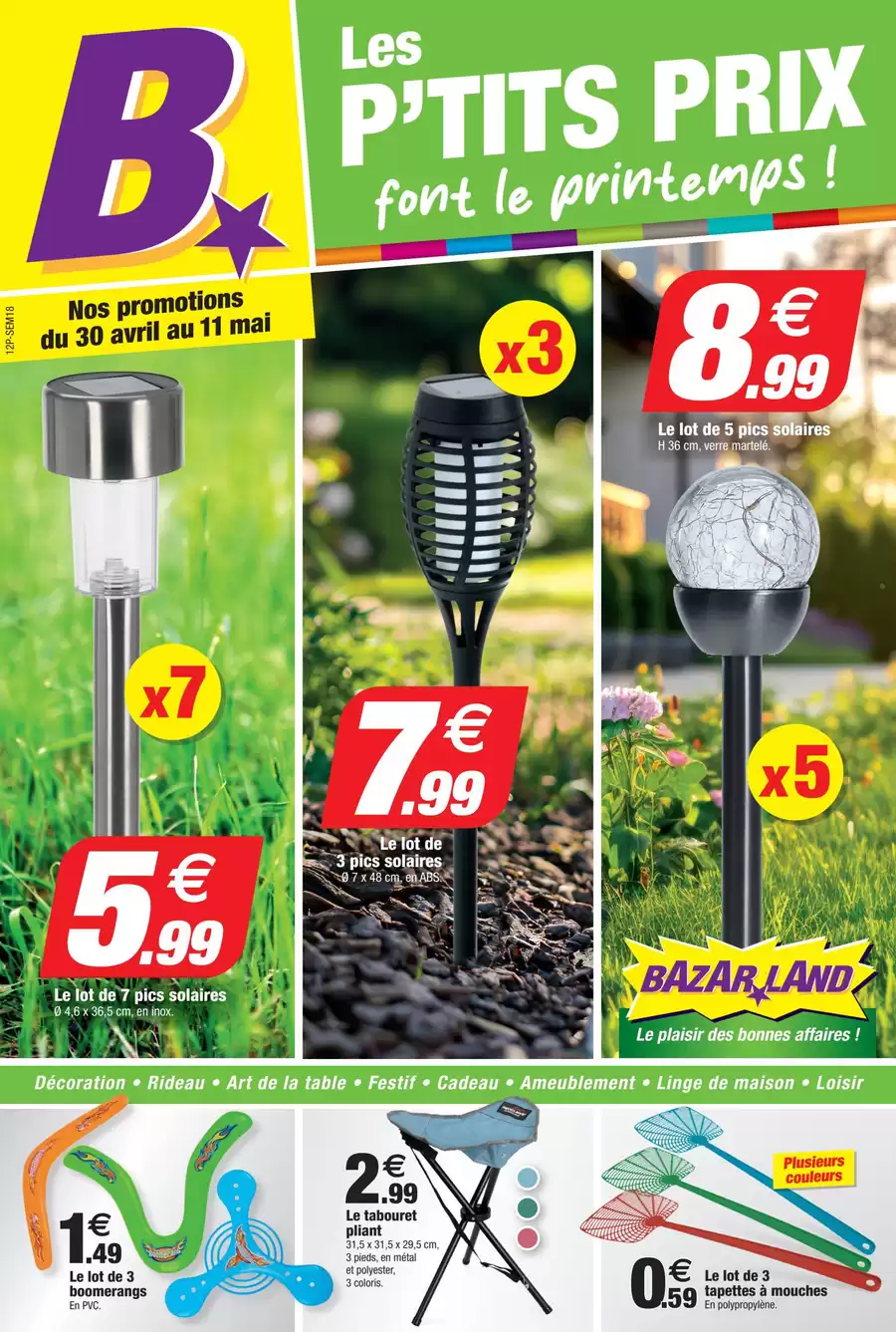 Catalogue des offres de Bazarland du 29/04/2025 au 10/05/2025 - Les p'tits prix font le printemps !