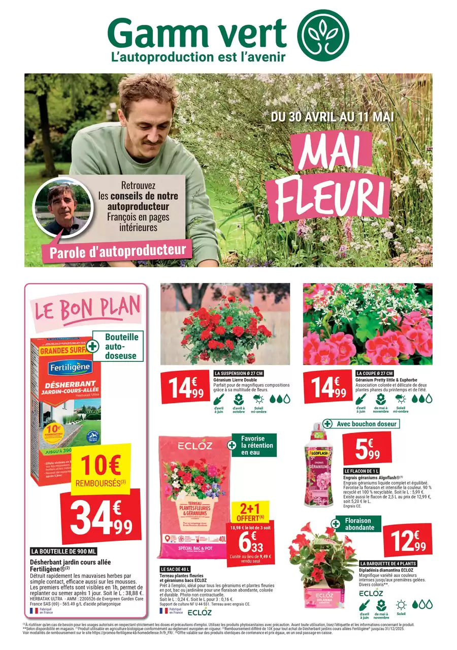 Catalogue des offres de Gamm vert du 29/04/2025 au 10/05/2025 - Mai Fleuri