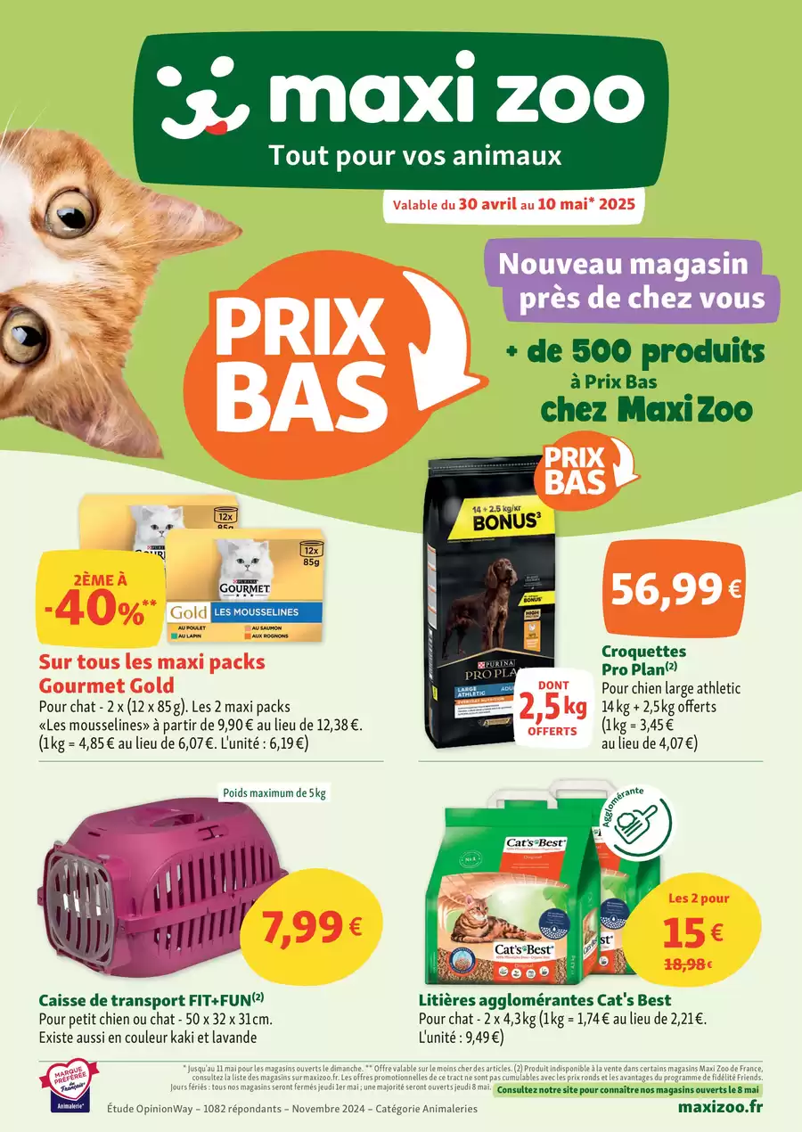 Catalogue des offres de Maxi Zoo du 29/04/2025 au 09/05/2025 - Maxi Zoo, tout pour vos animaux - Nouveau magasin près de chez vous