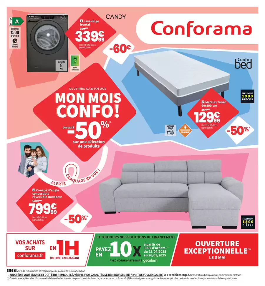 Catalogue des offres de Conforama du 21/04/2025 au 25/05/2025 - Mon mois Confo